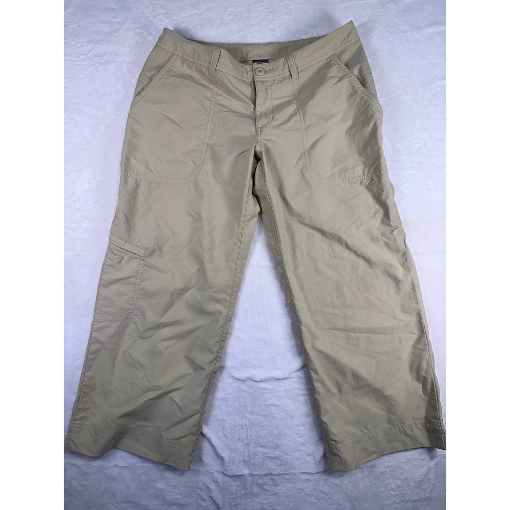 Patagonia Hiking Cargo‎ Pants 4 Tan Nylon Blend Straight Leg Womens
